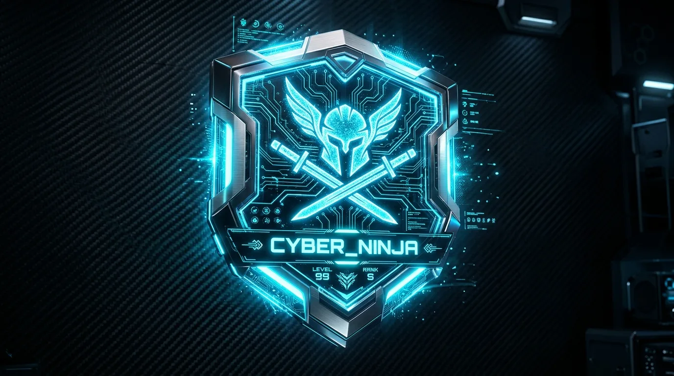 Cyber Ninja Futuristic Holographic Gamertag Shield Crest
