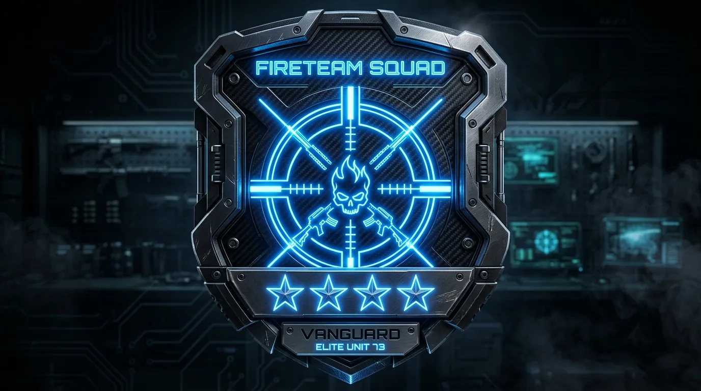 Gaming Squad Tactical Fireteam Metallic 4-Star Shield Emblem
