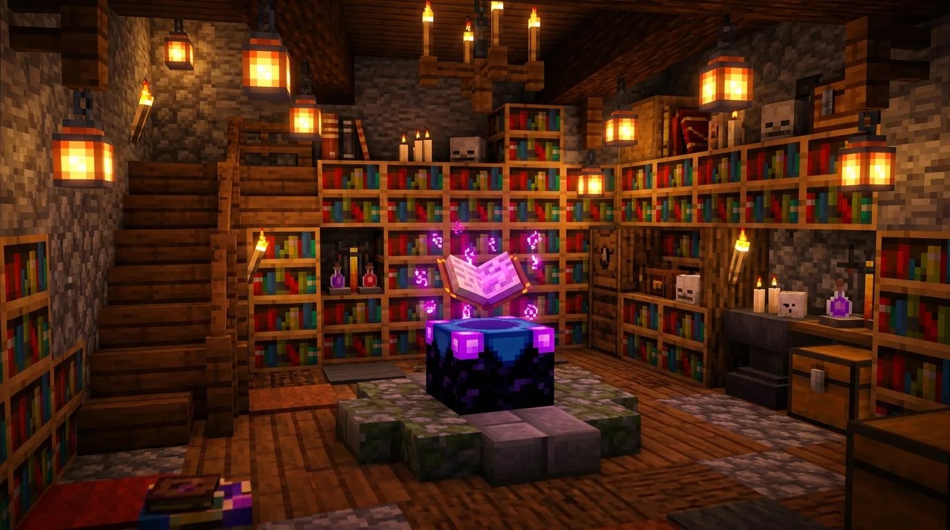 Cozy Rustic Minecraft Enchanting Room Interior